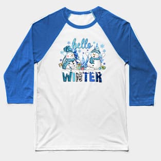 Hello Winter Snowmen Baseball T-Shirt